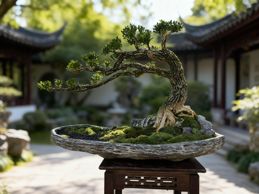 [雀舌黄杨]风动怪桩精品老桩 7cm 粗主杆 正版宜兴紫砂盆艺术盆栽